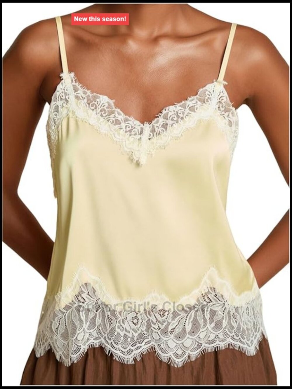 Women's Satin Lace Trim Cami Tank Top Y2K Spaghetti Strap Sleeveless V-Neck